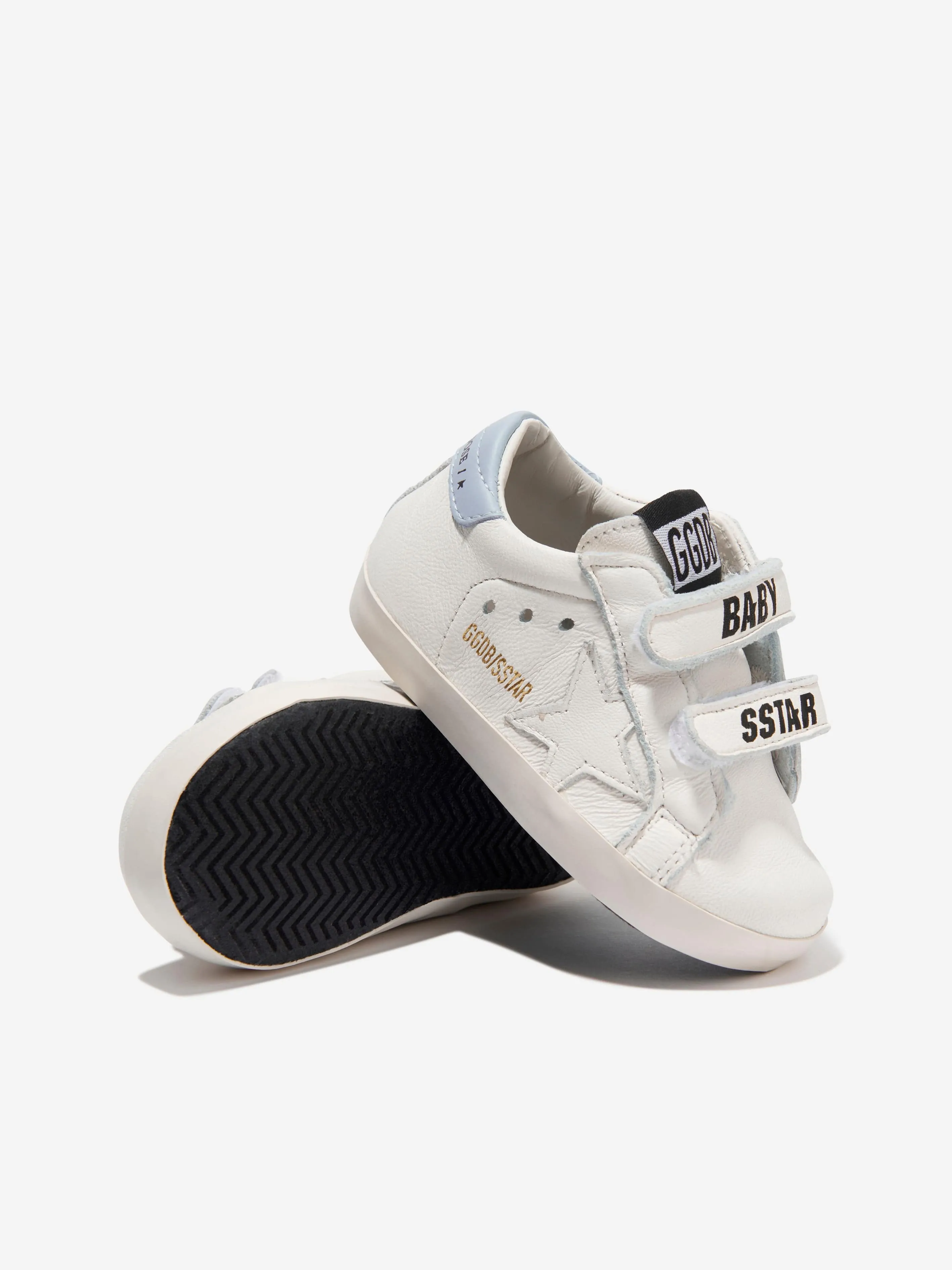 Golden Goose Baby Boys Leather Stripes And Star Trainers in White