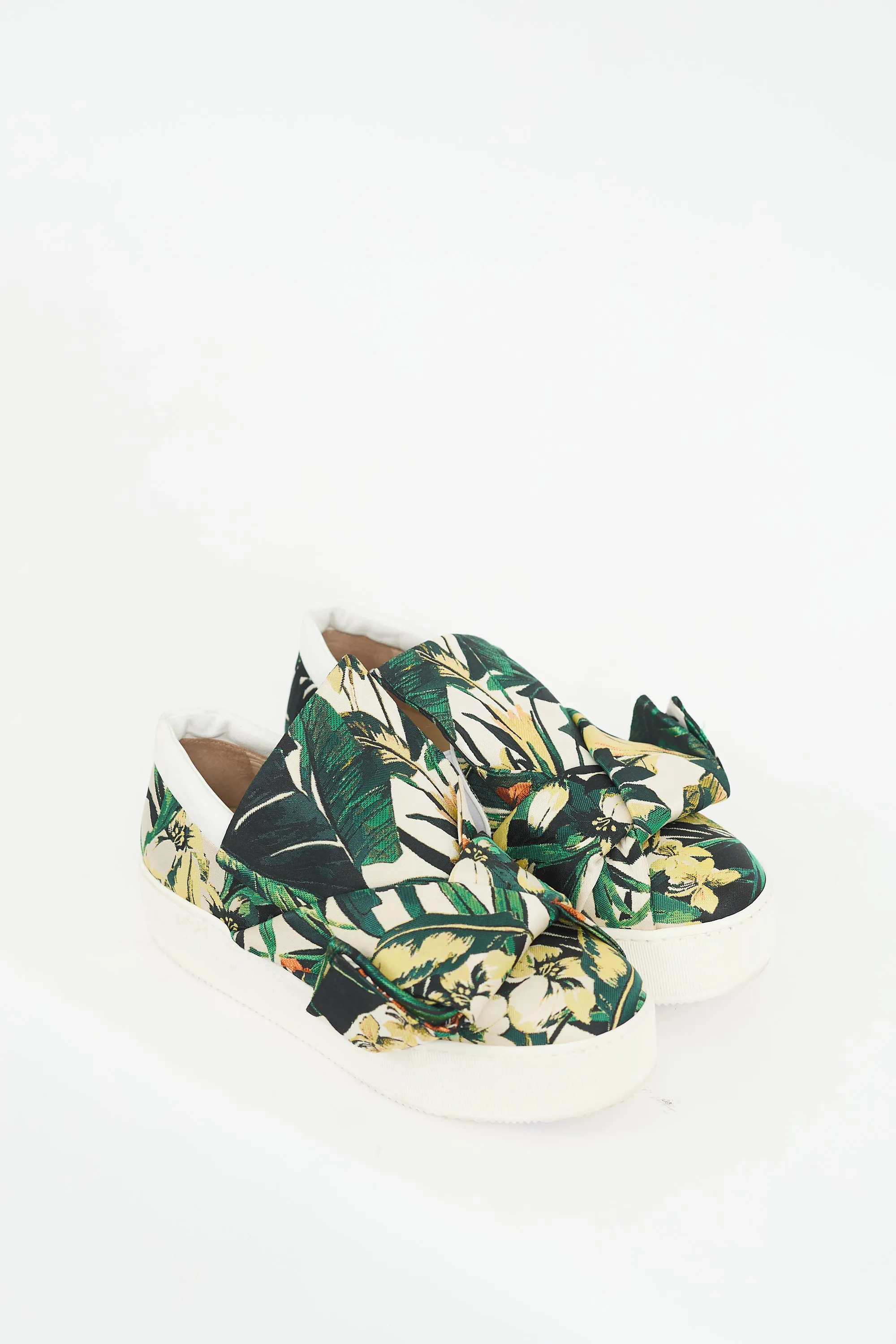 Green & Multicolour Floral Platform Sneaker