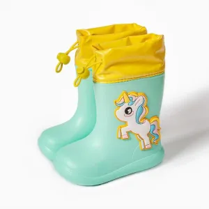 Green Unicorn 170Cartoon Unicorn Dinosaur Children Rain Boots Lace Up Eva Soft Boys Girls Rain Shoes Light Waterproof Non Slip Kids Rainboots