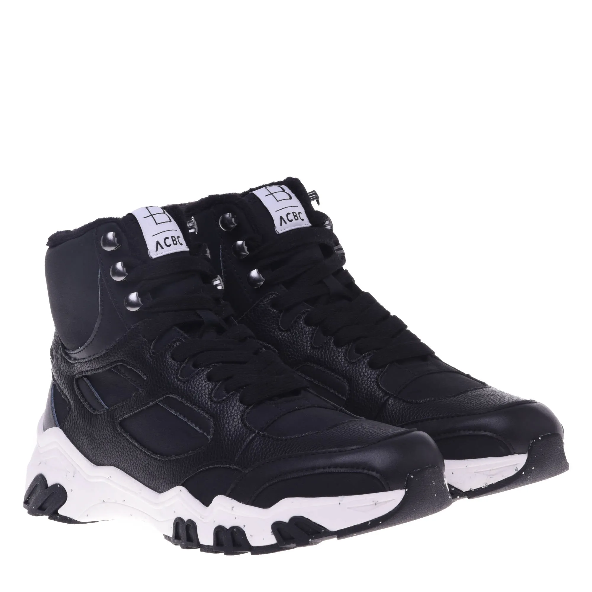 High-Top Trainers in black eco-leather