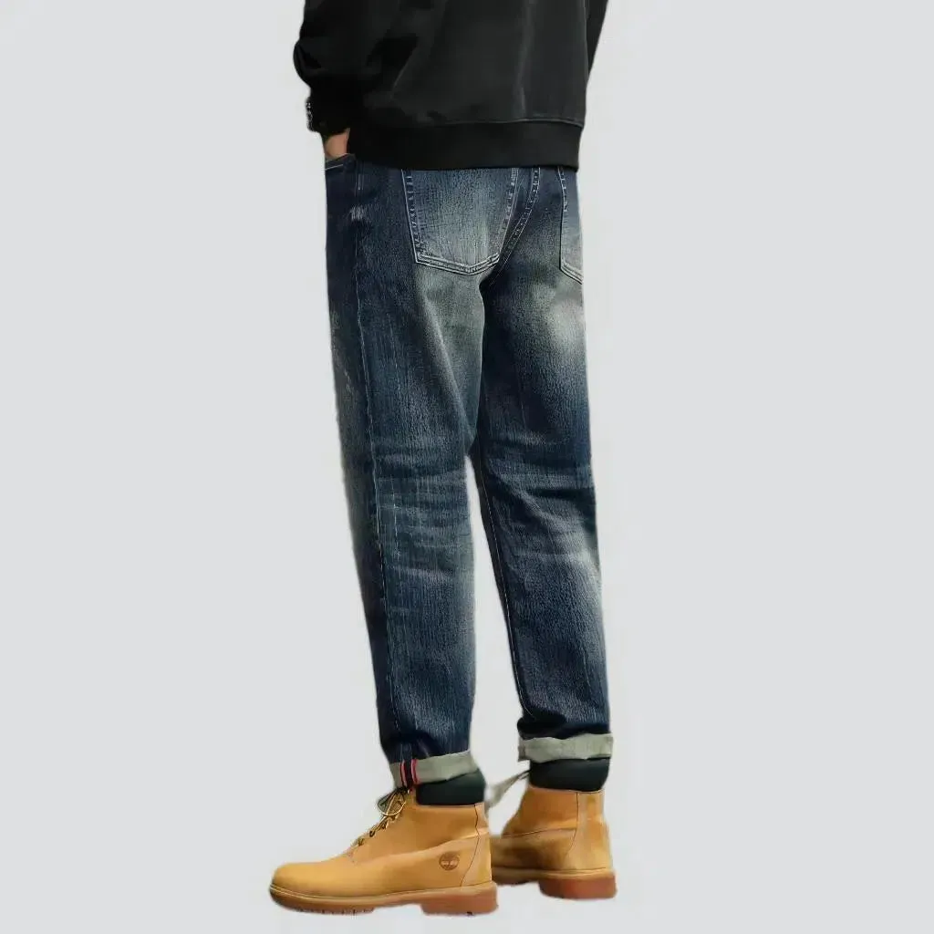 High-waist men's loose jeans