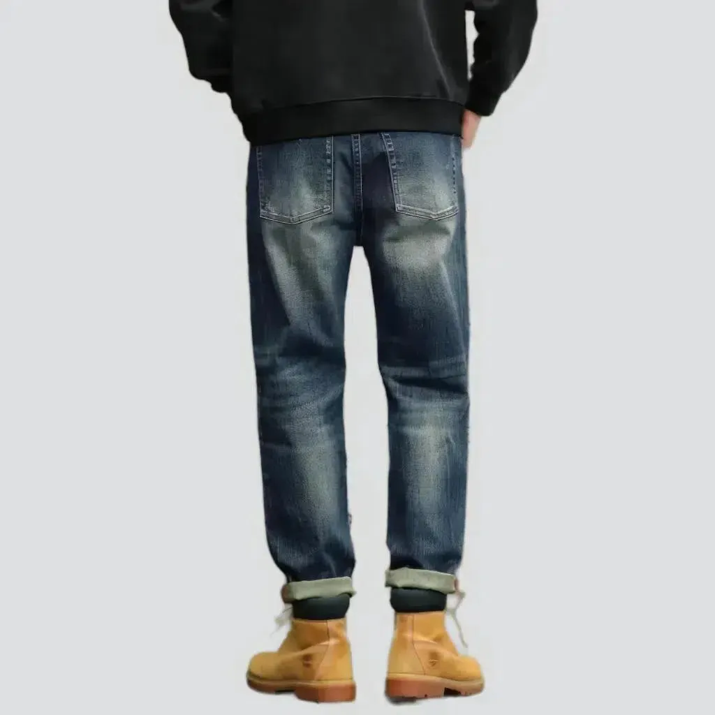 High-waist men's loose jeans