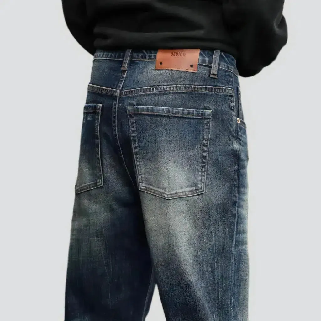 High-waist men's loose jeans