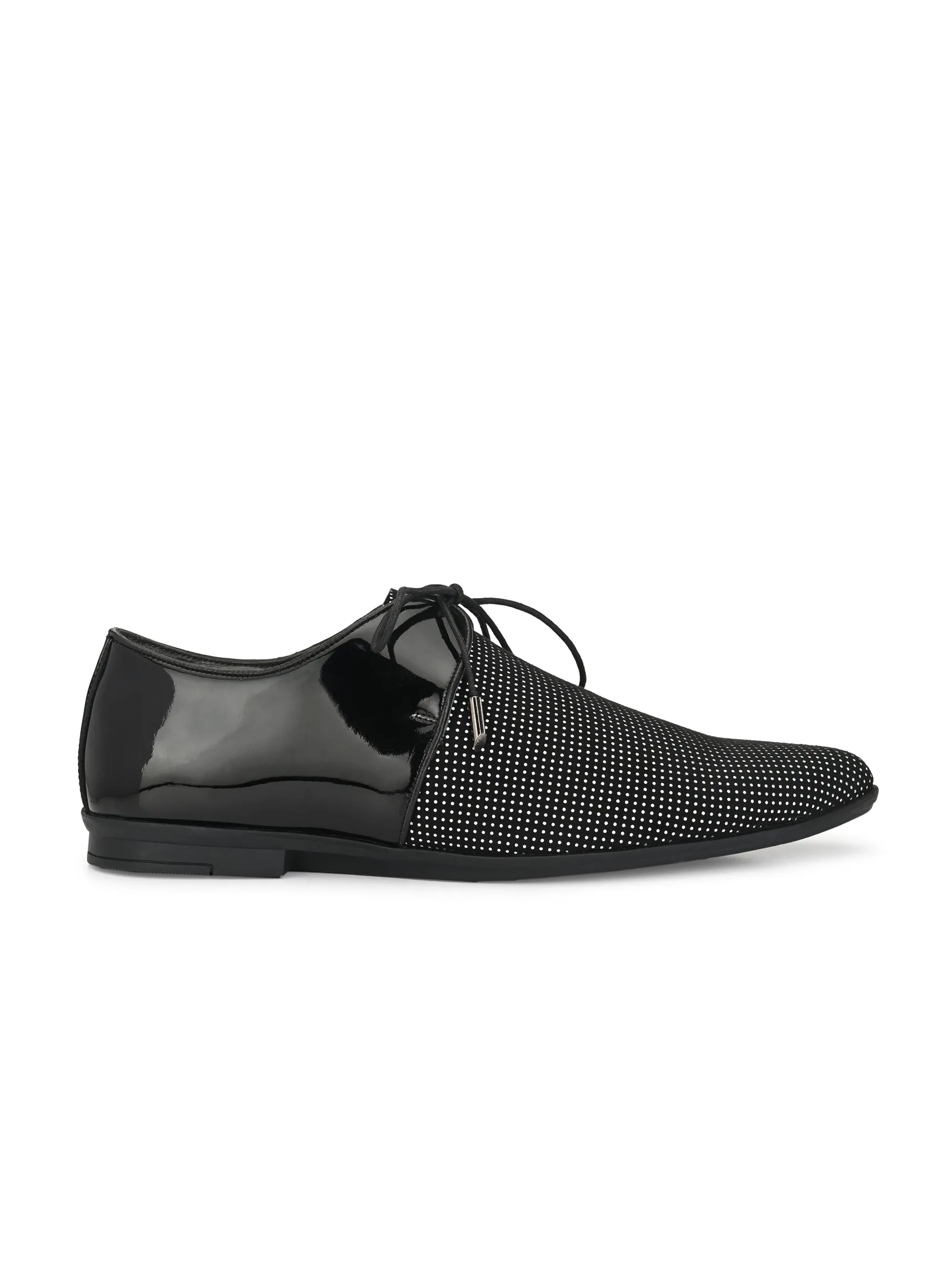 Hitz Men's Black Leather Lace-up Party Wear Shoes