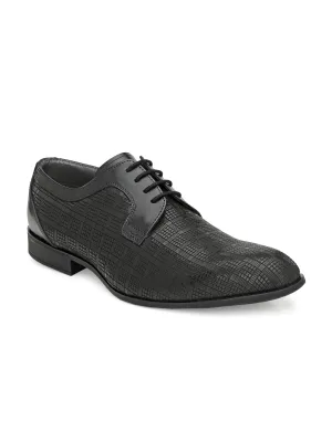 Hitz Men's Black Leathet Party Wear Lace up Shoes