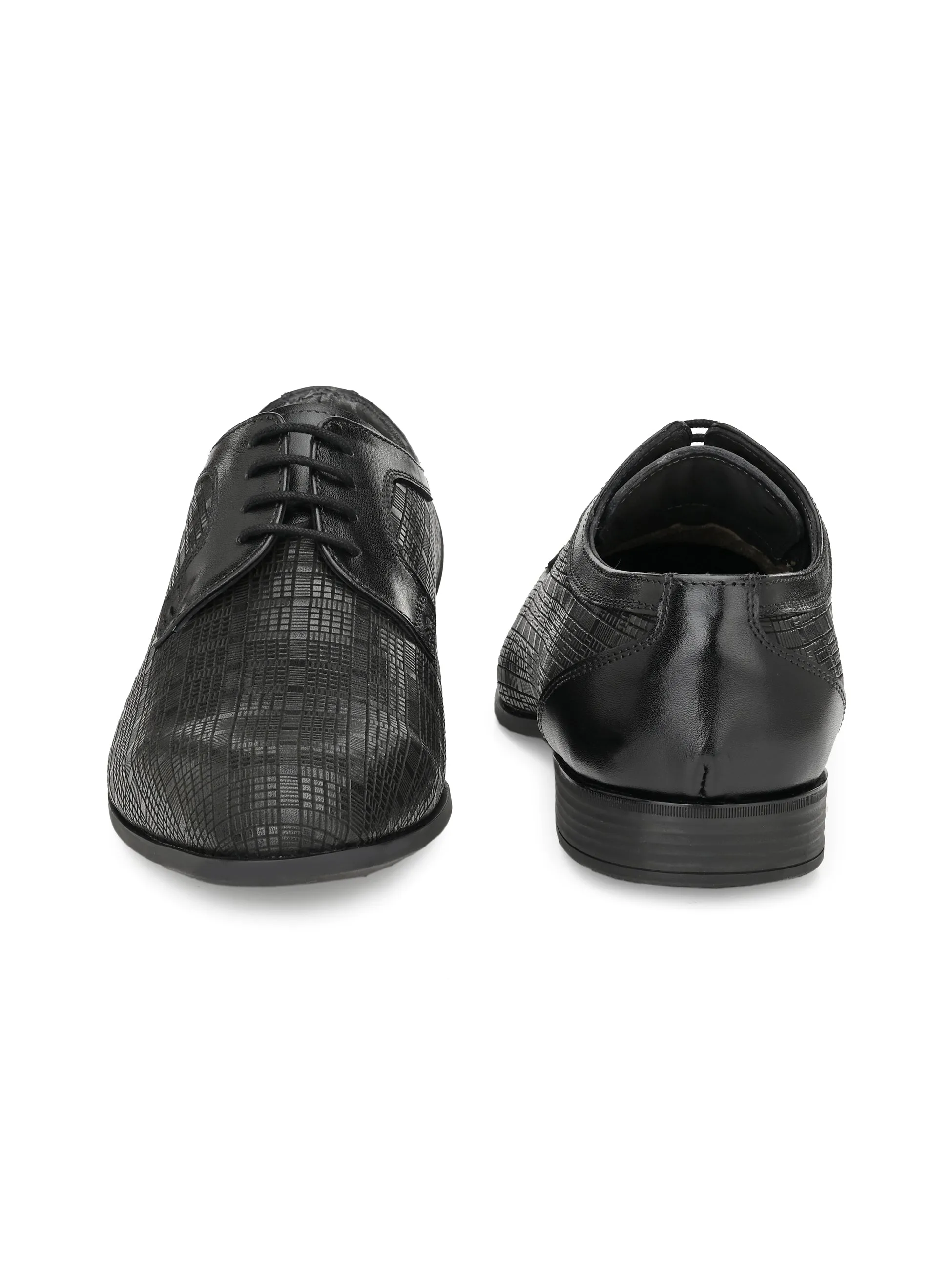 Hitz Men's Black Leathet Party Wear Lace up Shoes