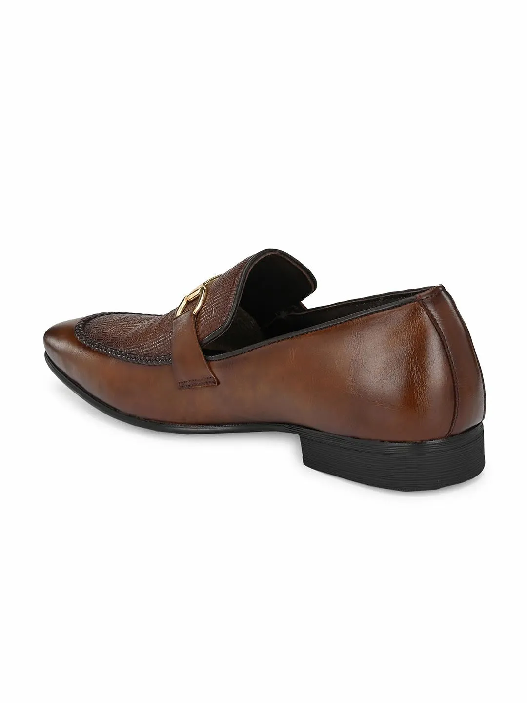 Hitz Men's Brown Synthetic Slip-On Semi-Formal Shoes