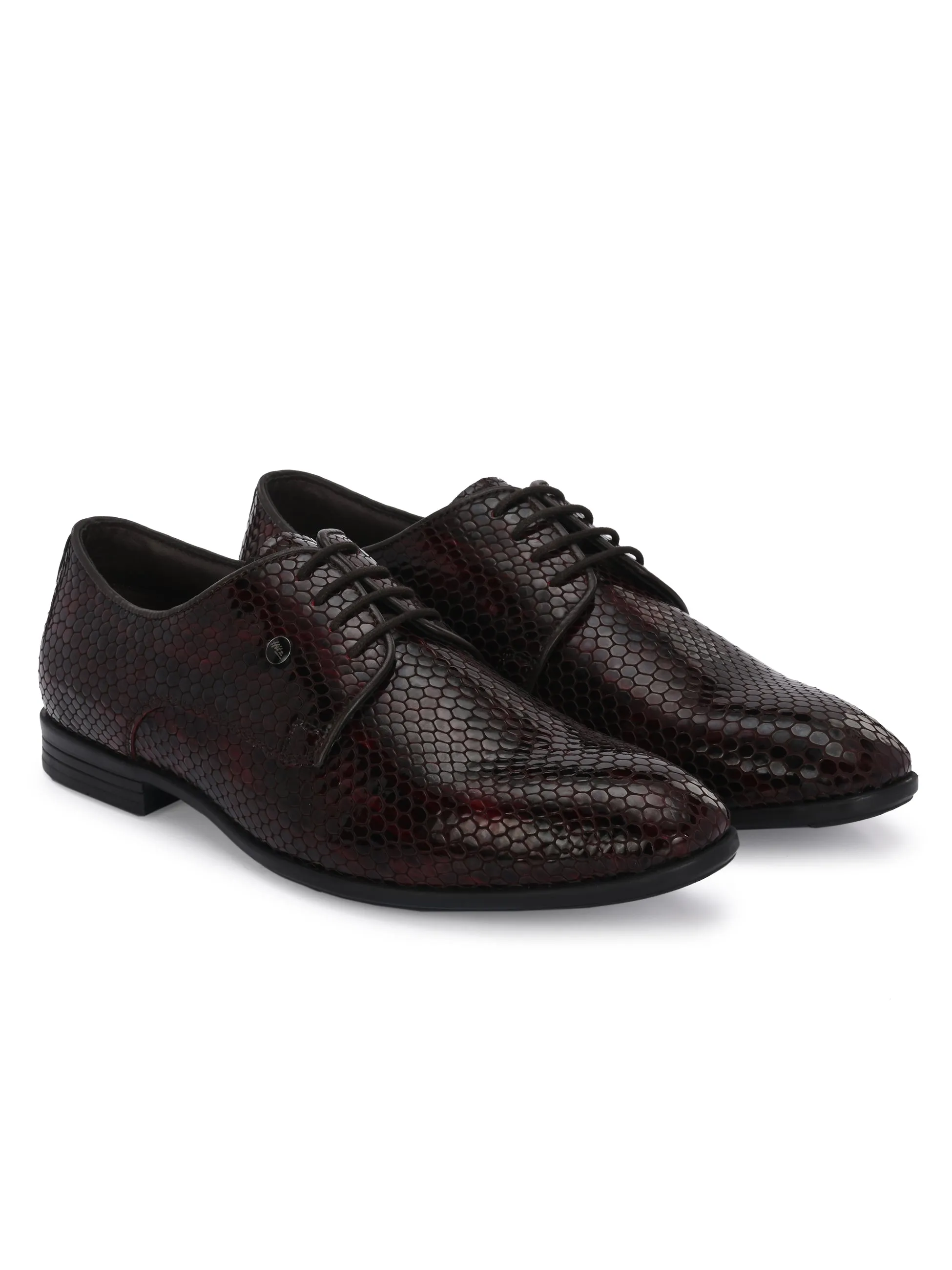 HITZ6345-Men's Brown Leather Party Wear Shoes