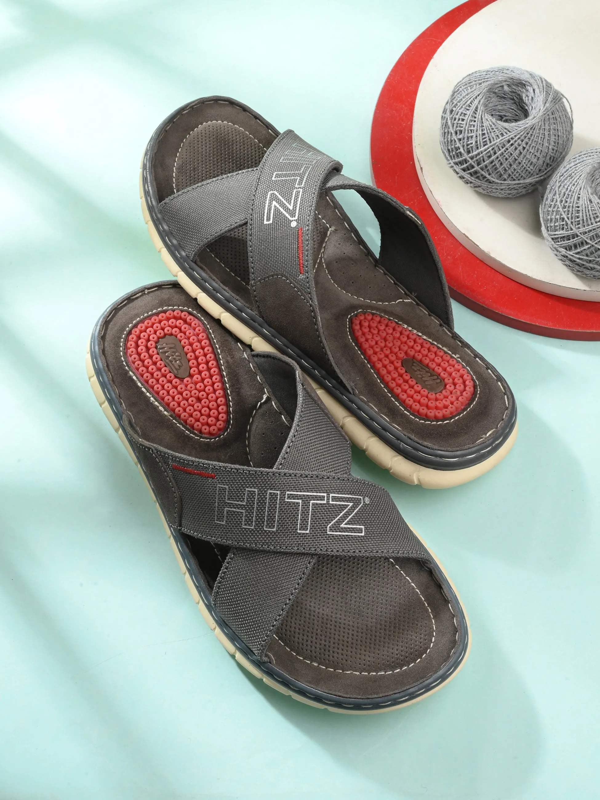 HITZ7454-Men's Grey Daily Wear Slippers