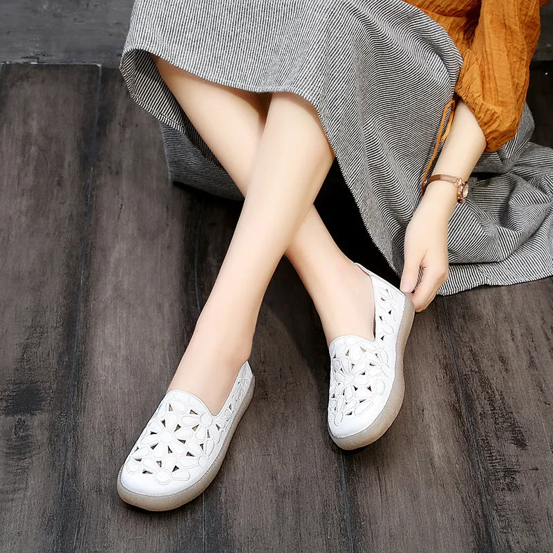 Hollow Leather Women Casual Flats 34-41 | Gift Shoes