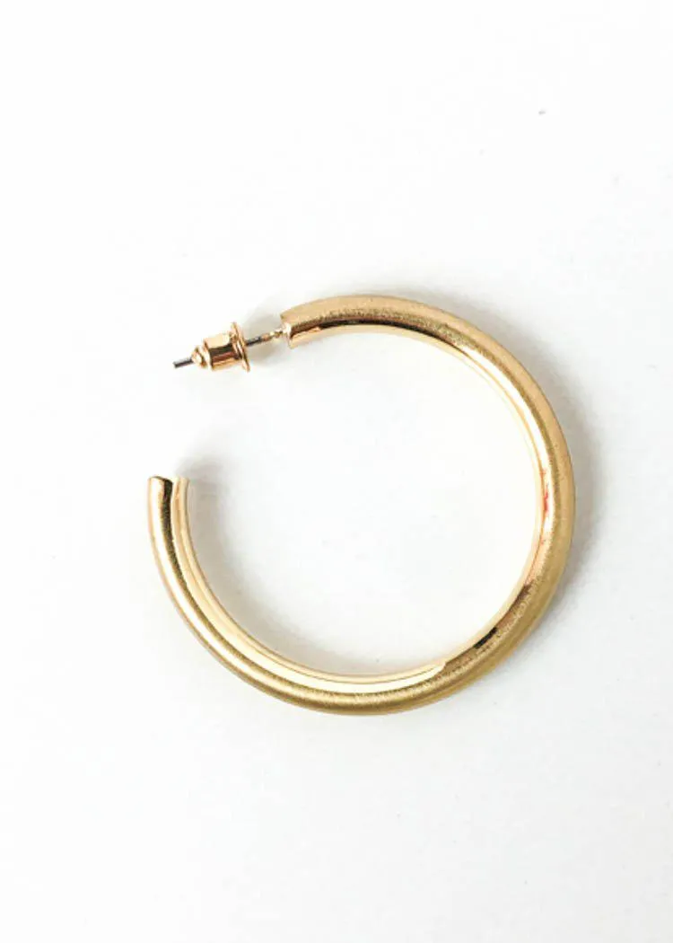 Hoop la 40mm Brushed Hoop - Gold