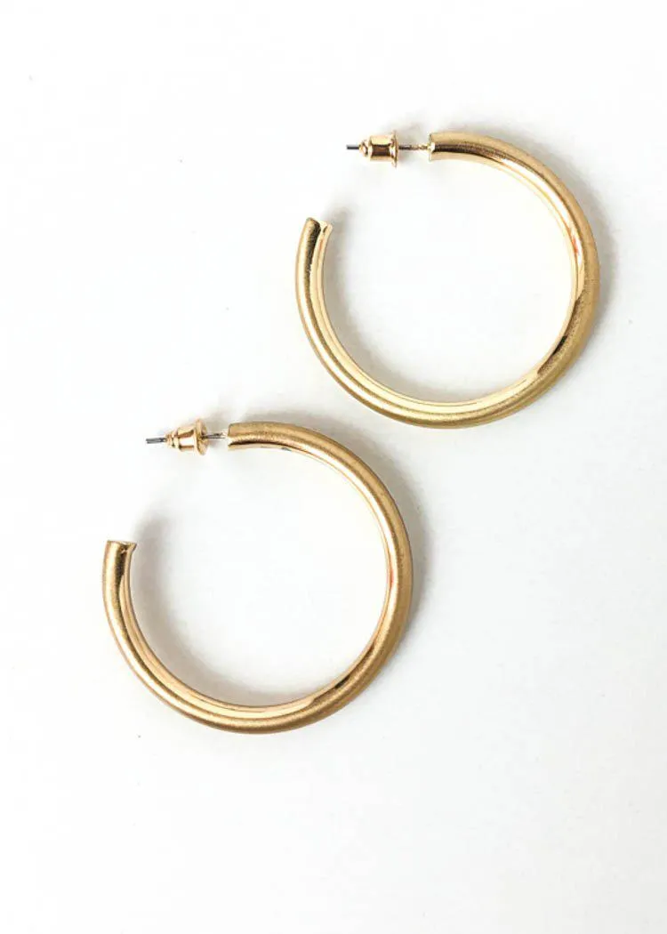 Hoop la 40mm Brushed Hoop - Gold