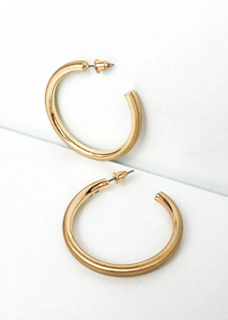 Hoop la 40mm Brushed Hoop - Gold