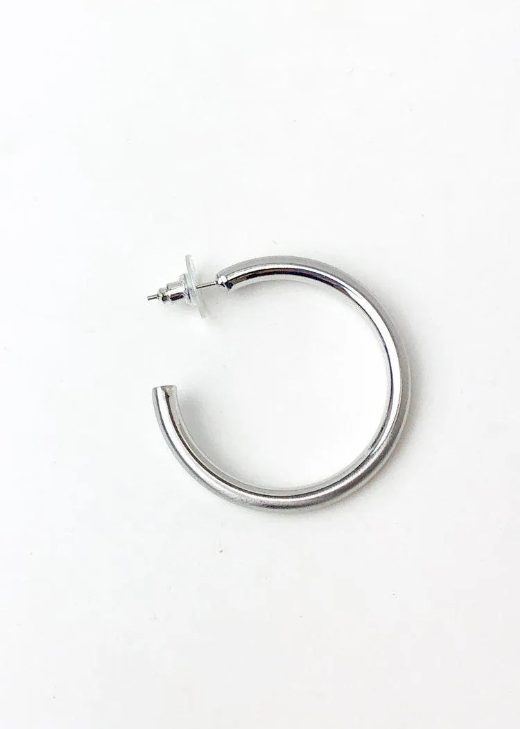 Hoop la 40mm Brushed Hoop - Silver