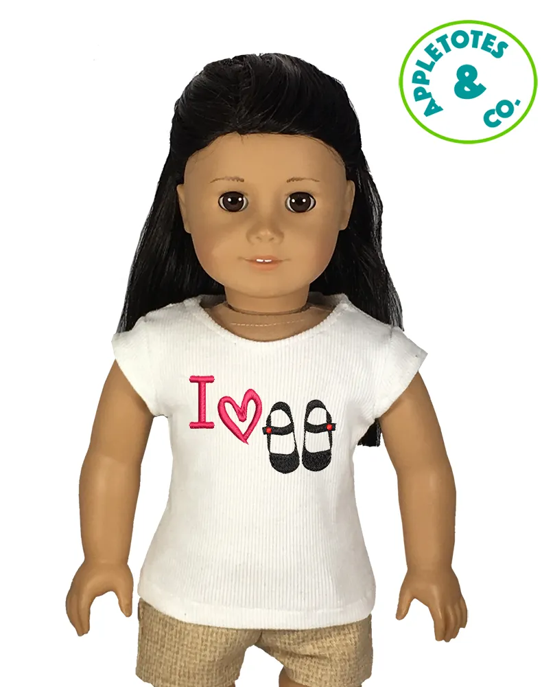 I Love Shoes Machine Embroidery File for 18 Inch Dolls