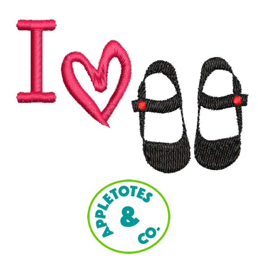 I Love Shoes Machine Embroidery File for 18 Inch Dolls