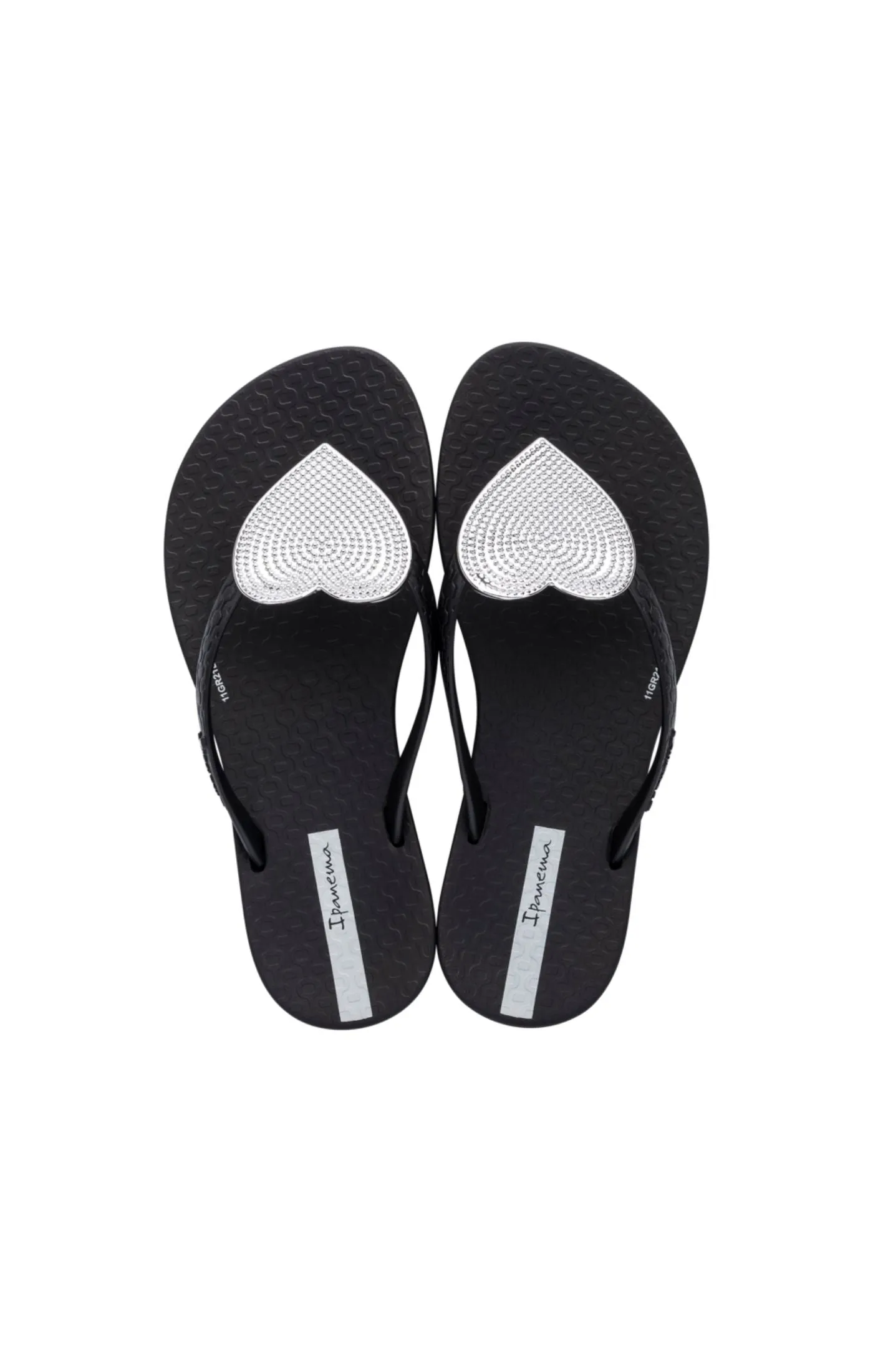 Ipanema Kid's Pebbled Wave Heart Flip Flop - Black