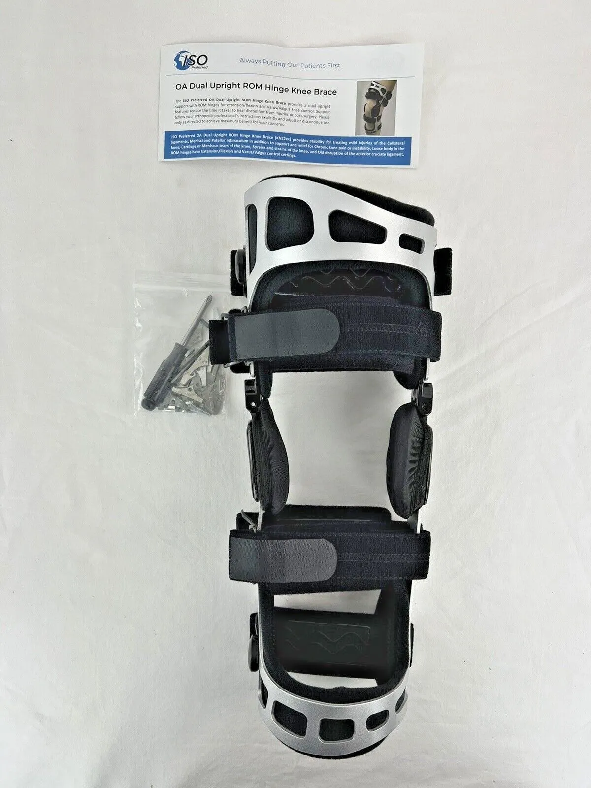 ISO Preferred Small Right OA Dual Upright ROM Hinge Knee Brace & Knee Sleeve