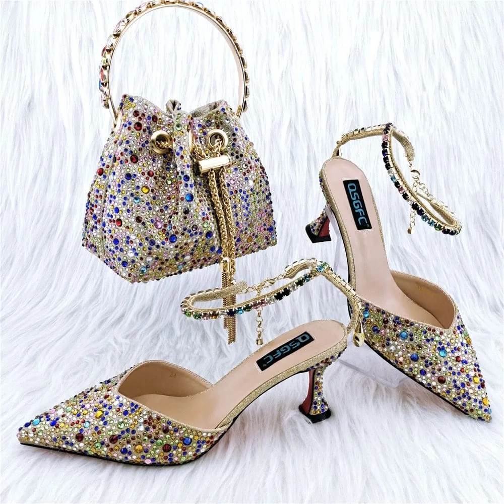 Italian Stiletto Shoes Small Bag Set