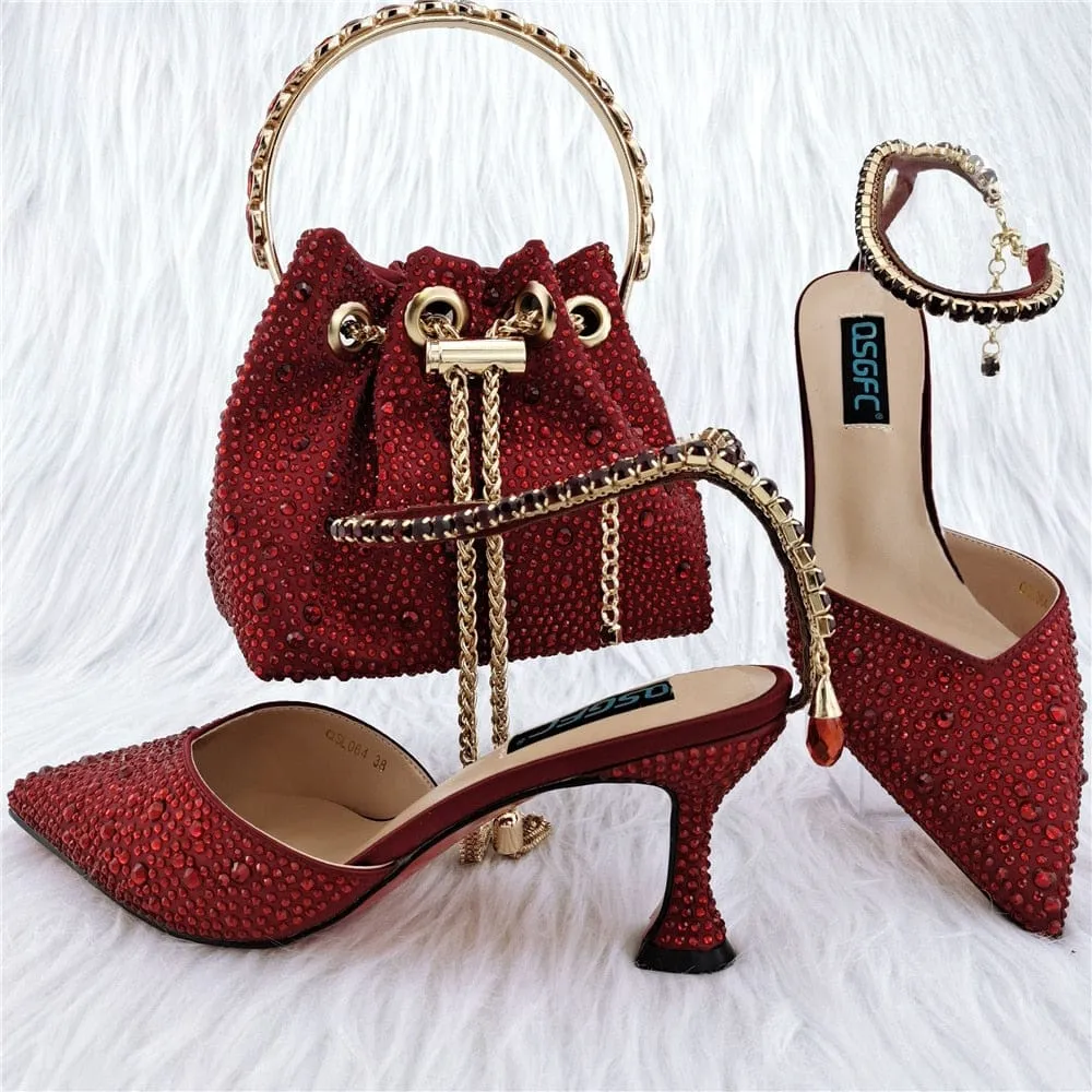 Italian Stiletto Shoes Small Bag Set