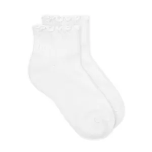 Jefferies Socks Smooth Toe Ruffle Ripple Edge Sport Quarter White Socks