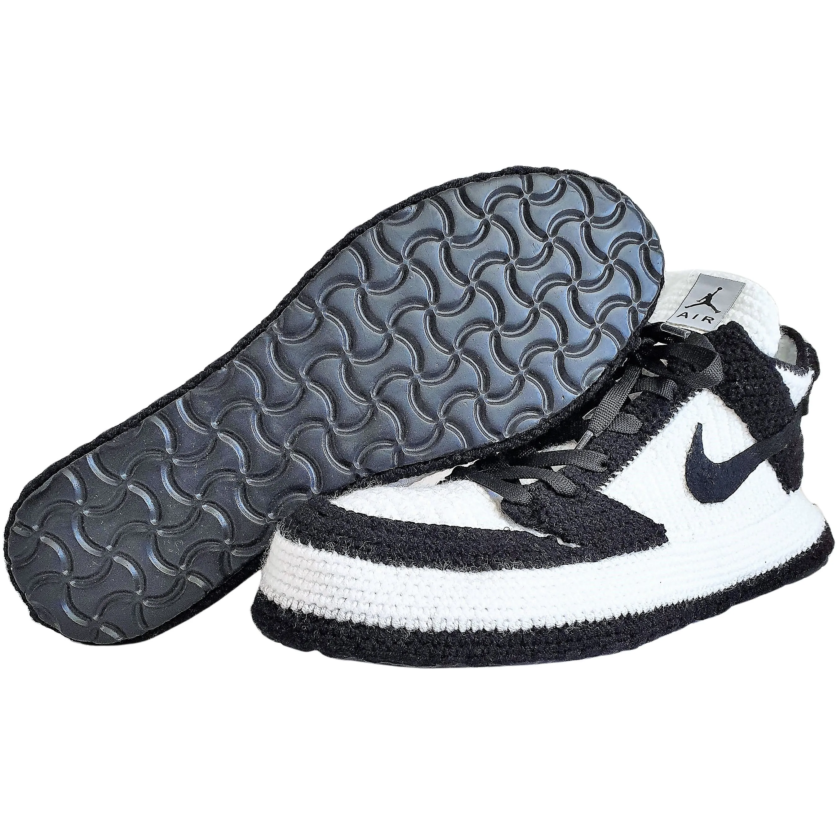 Jordan Dunk Low Disrupt Sneakers Black White Plush Slippers Indoor Shoes Booties Socks