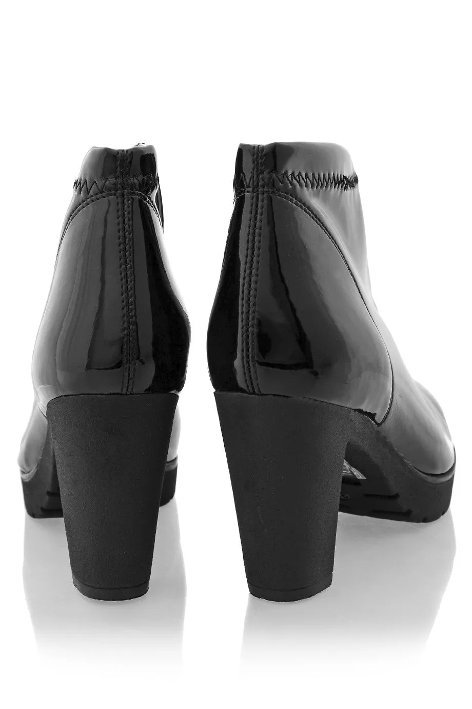 JULIA Black Patent Leather Ankle Boots