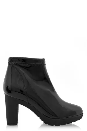 JULIA Black Patent Leather Ankle Boots