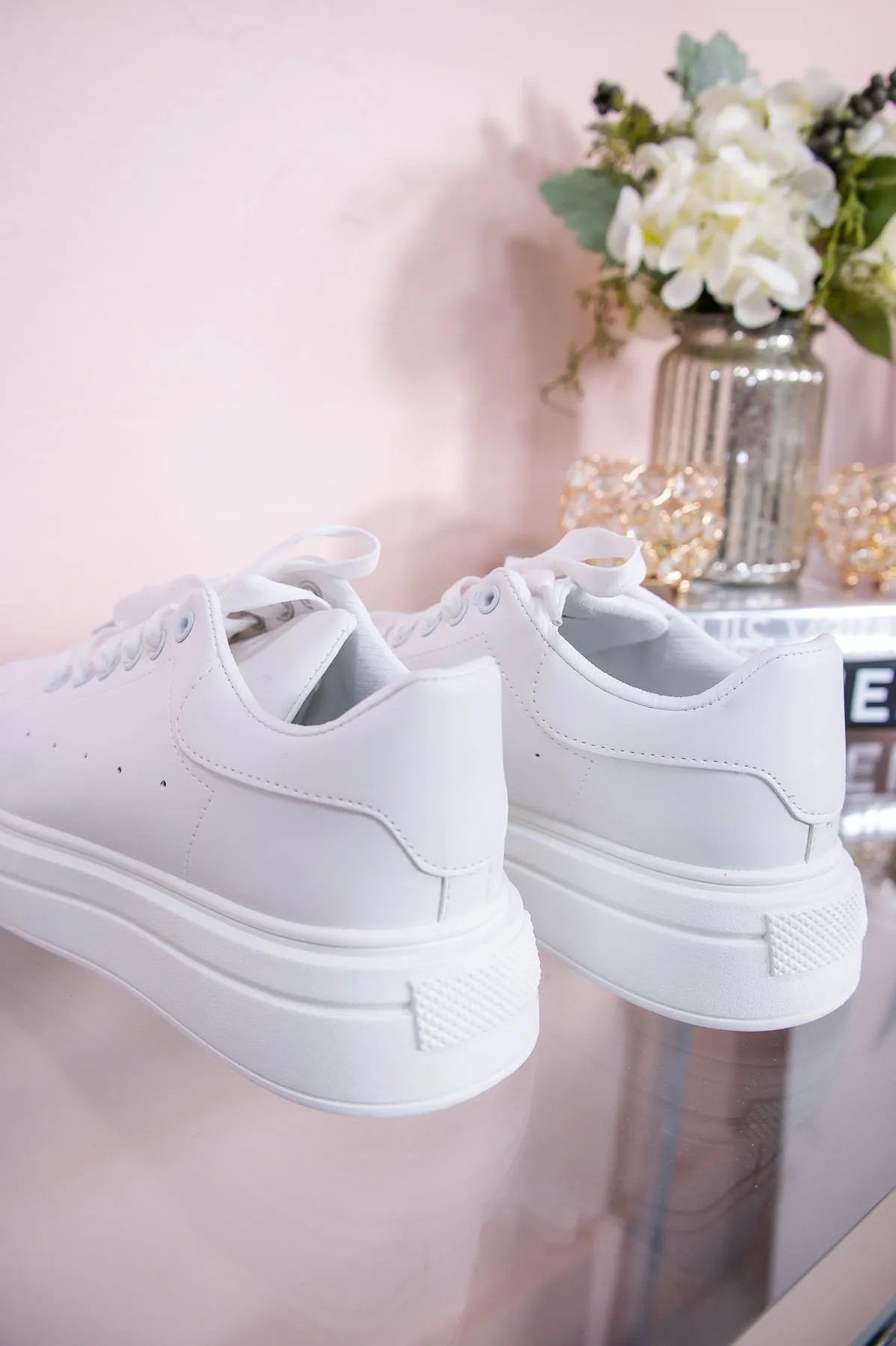 Jump Into Style White Solid Platform Sneakers - SHO2614WH