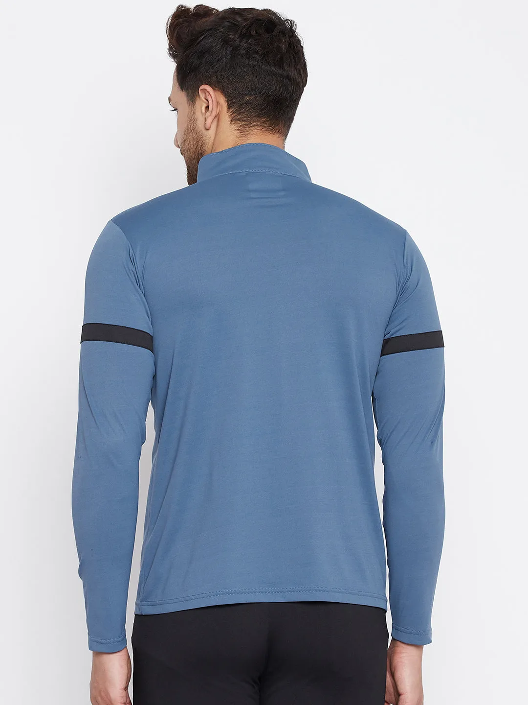 JUMP USA Men Blue Sports Turtle Neck T-shirt