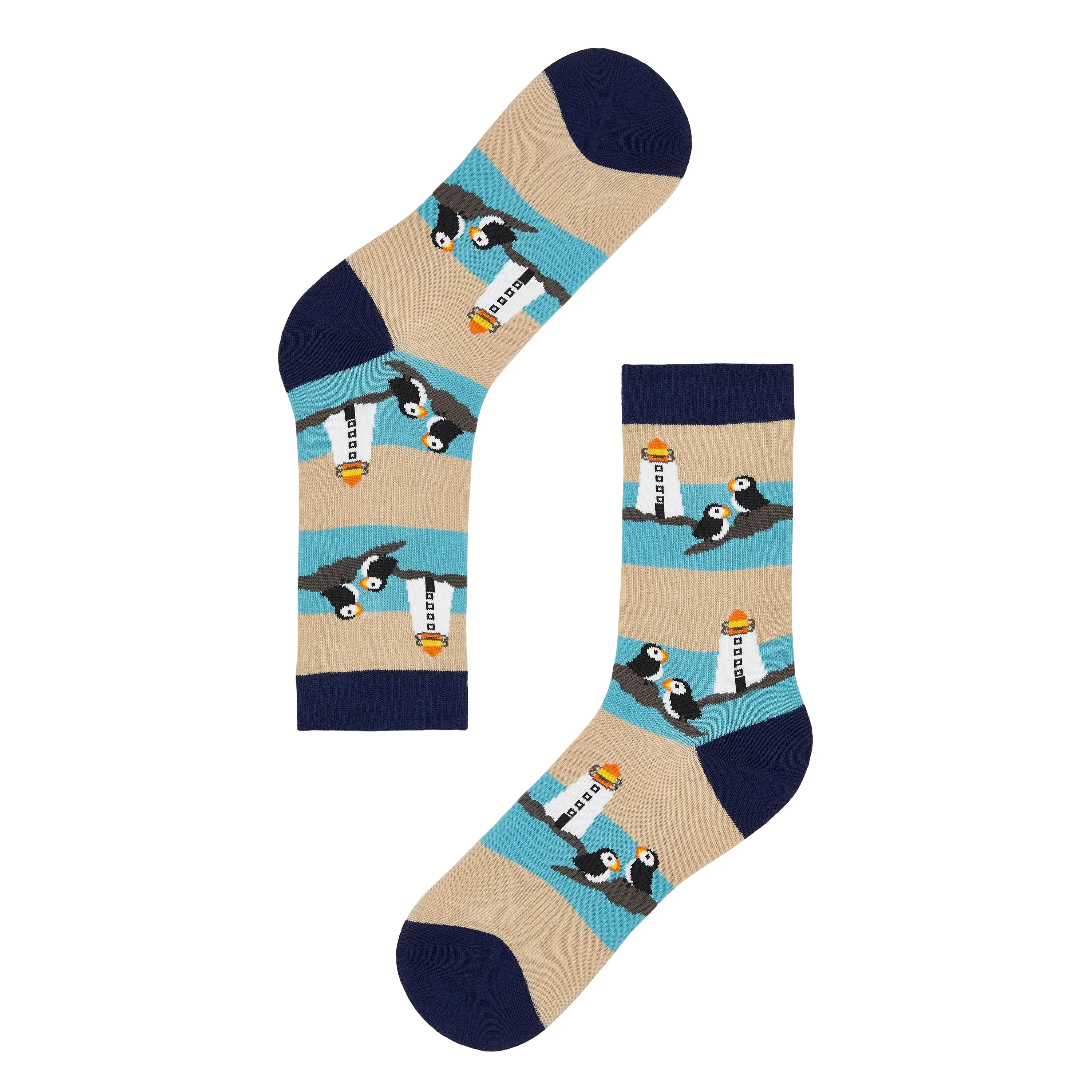 Katiki Point Lighthouse Printed Crew Length Socks