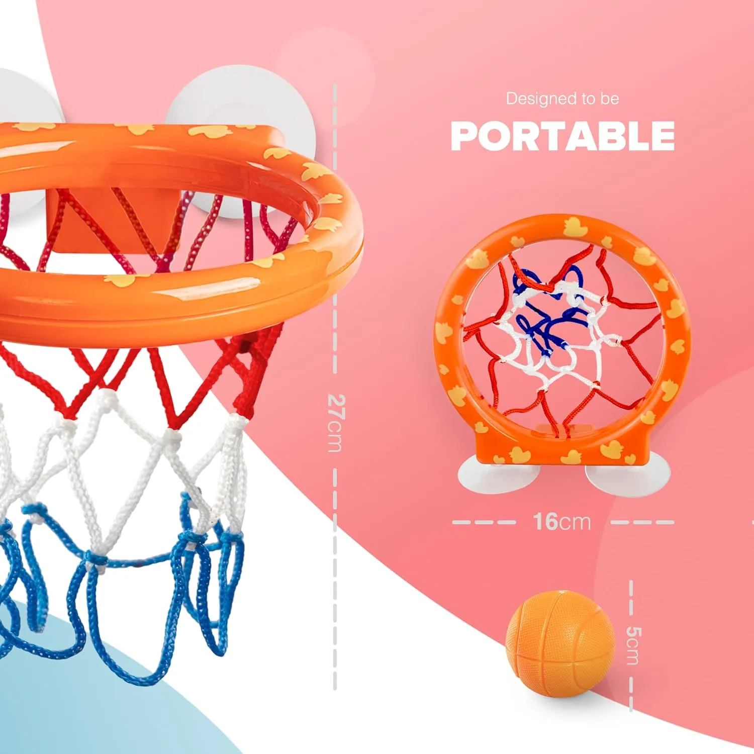 KIDOOLA Baby Bath Basketball Hoop Toy - Interactive Bathtub Set with 3 Balls & Strong Suction Cups - Fun & Engaging Toy for Toddlers