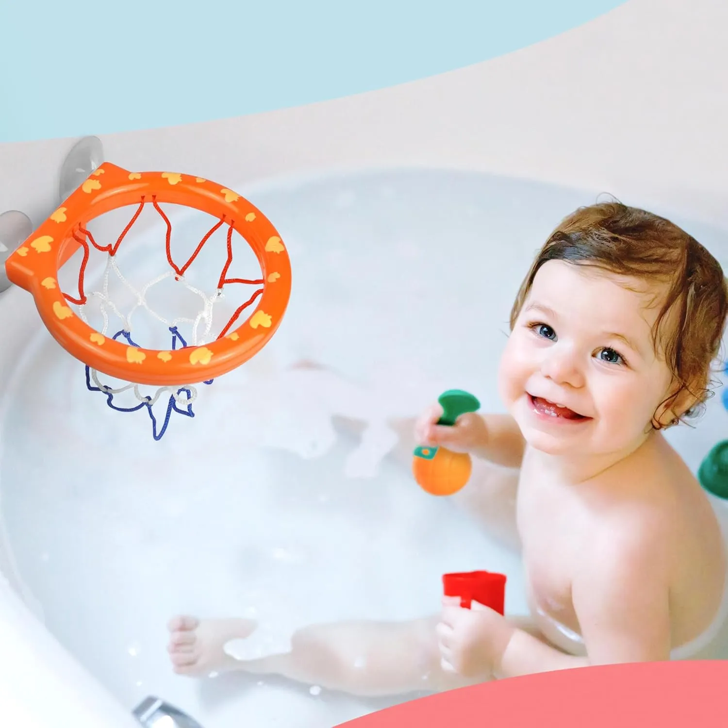 KIDOOLA Baby Bath Basketball Hoop Toy - Interactive Bathtub Set with 3 Balls & Strong Suction Cups - Fun & Engaging Toy for Toddlers