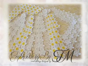 Large set Lace trim daisies, corner lace daises / multi variations / Different lengths / Two color variations