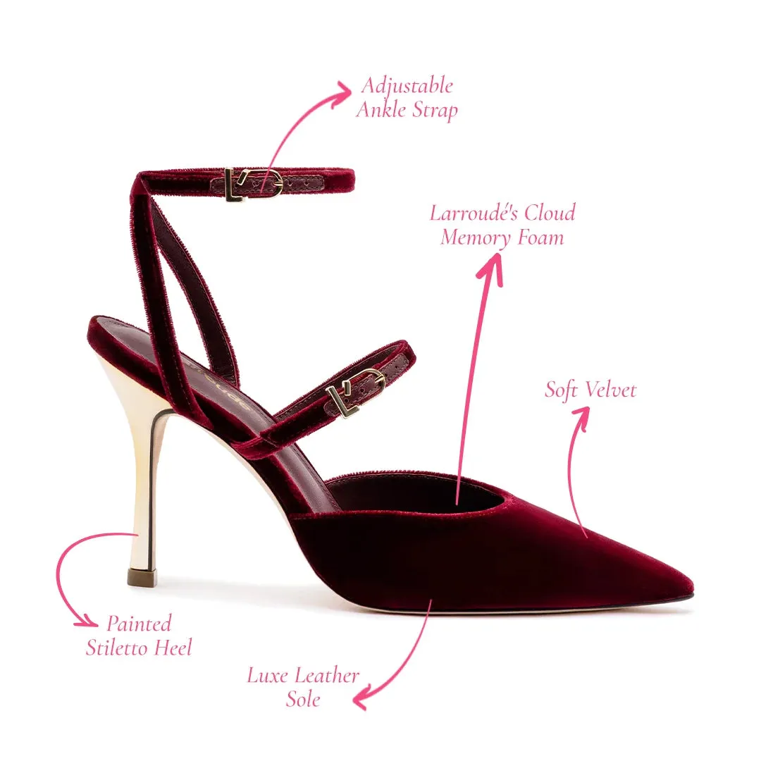 Larroude Kris Pump In Wine Velvet