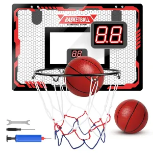 LED Light Mini Basketball Hoops with 2 Balls & Electronic Scoreboard