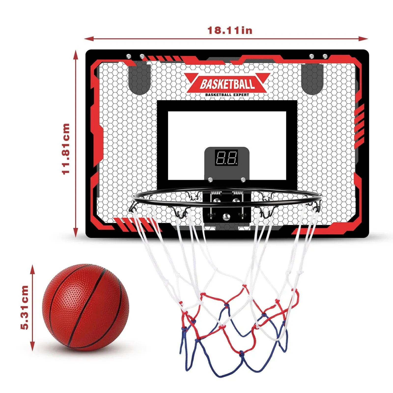 LED Light Mini Basketball Hoops with 2 Balls & Electronic Scoreboard