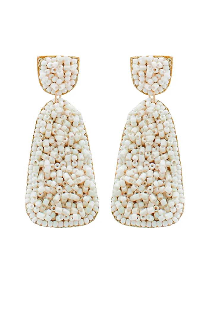 Lei Beaded Drop Earrings-Ivory