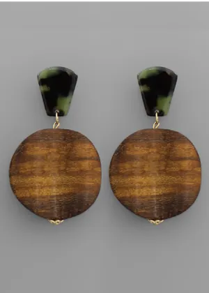 Leilani Wooden Disc Earrings