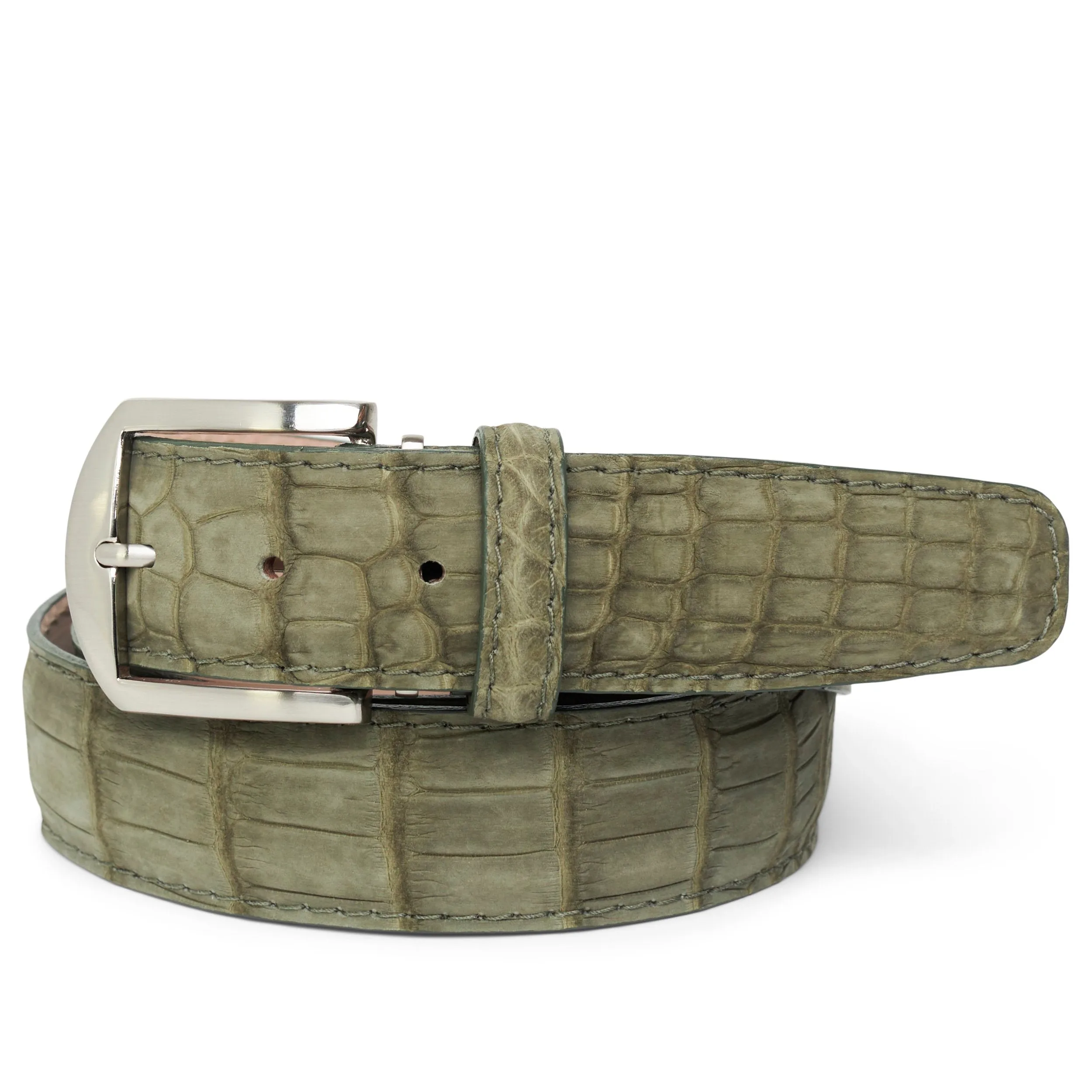 LEN Belt Buffed American Alligator Olive STK