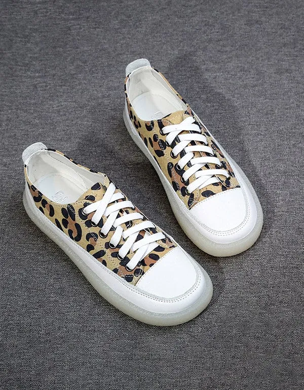 Leopard Print Canvas Flat Women's Casual Shoes