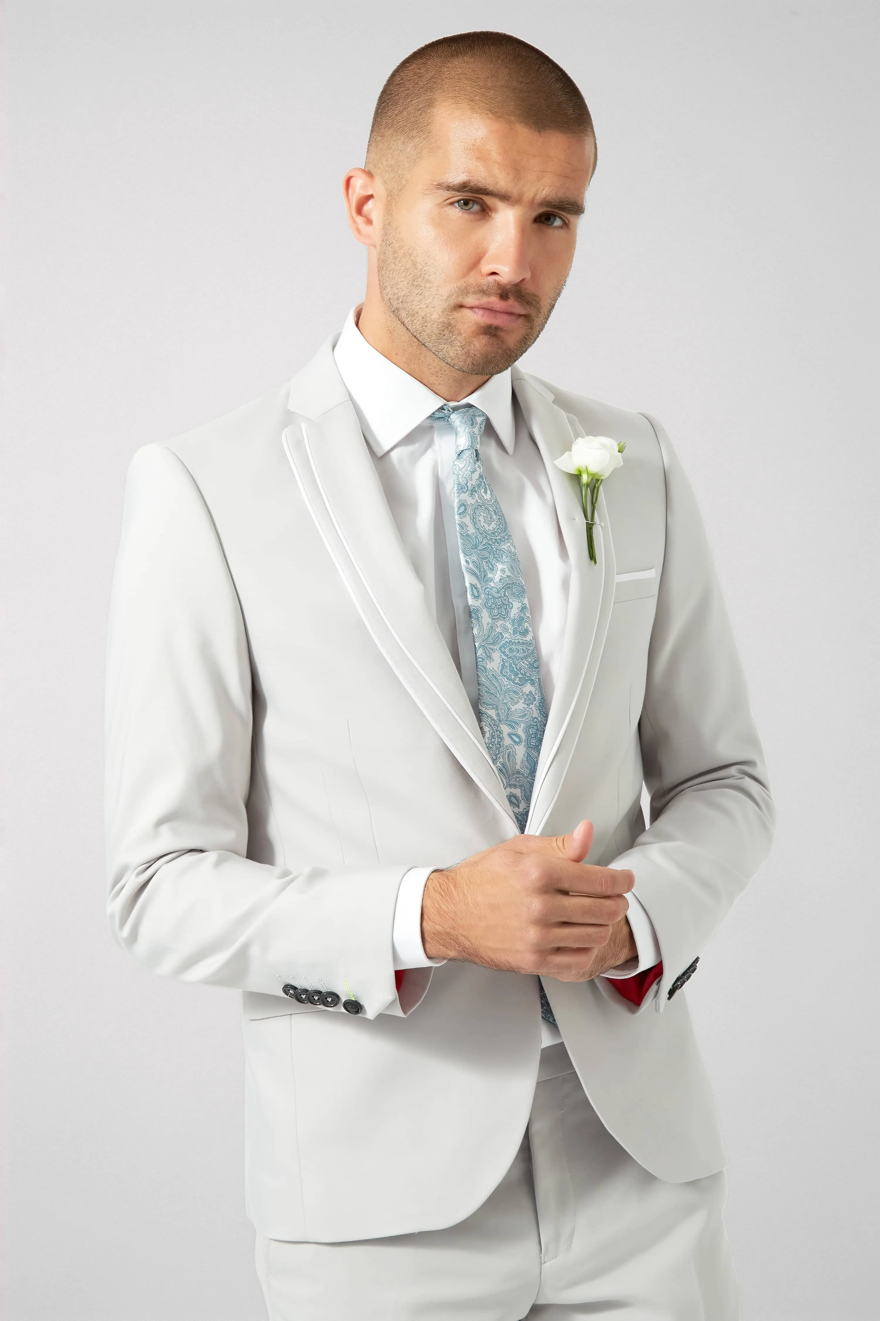 Liverpool Skinny Fit Grey Cotton Suit - ARCHIVE