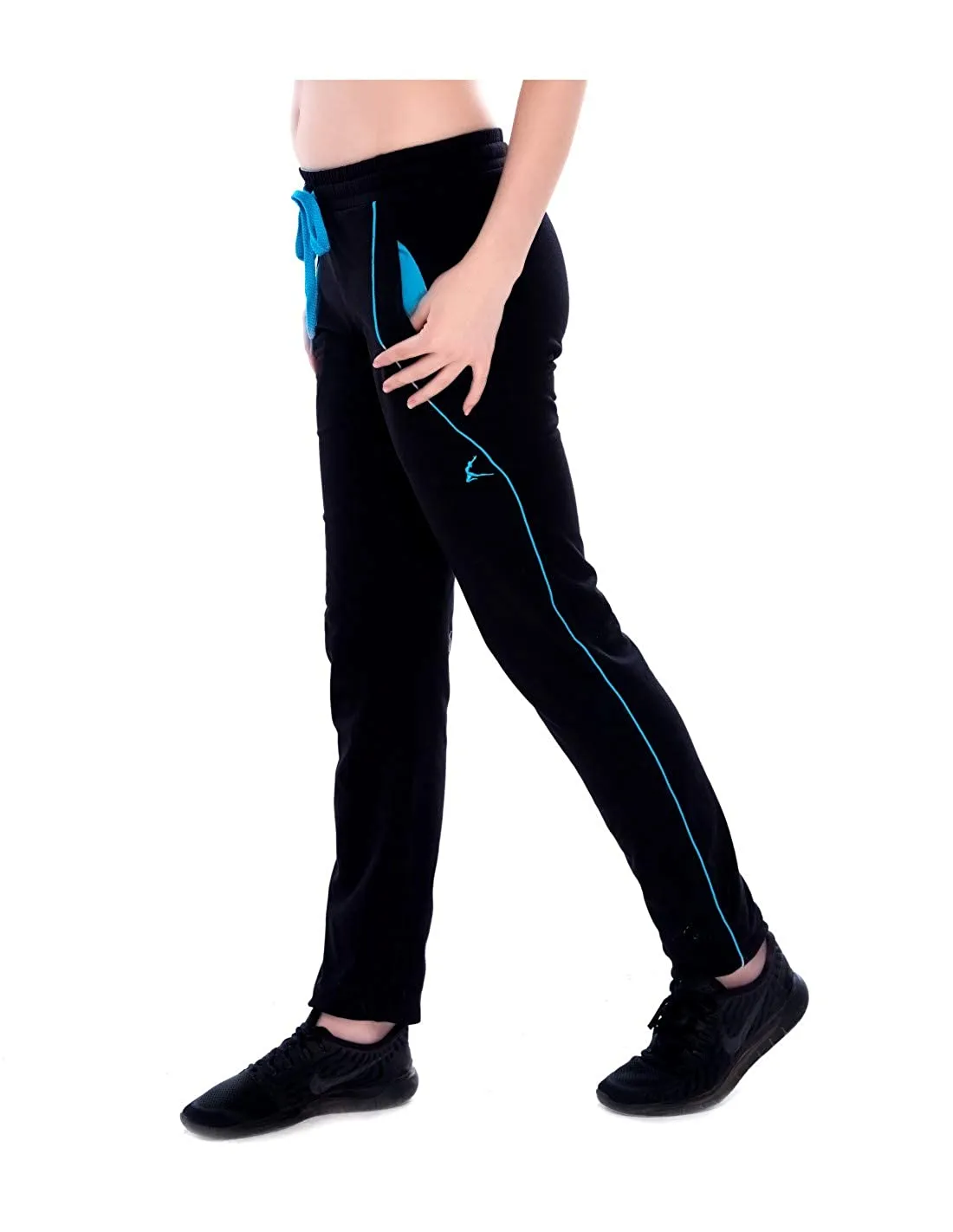 Lovable Cotton Slim Fit Black Track Pants For Women