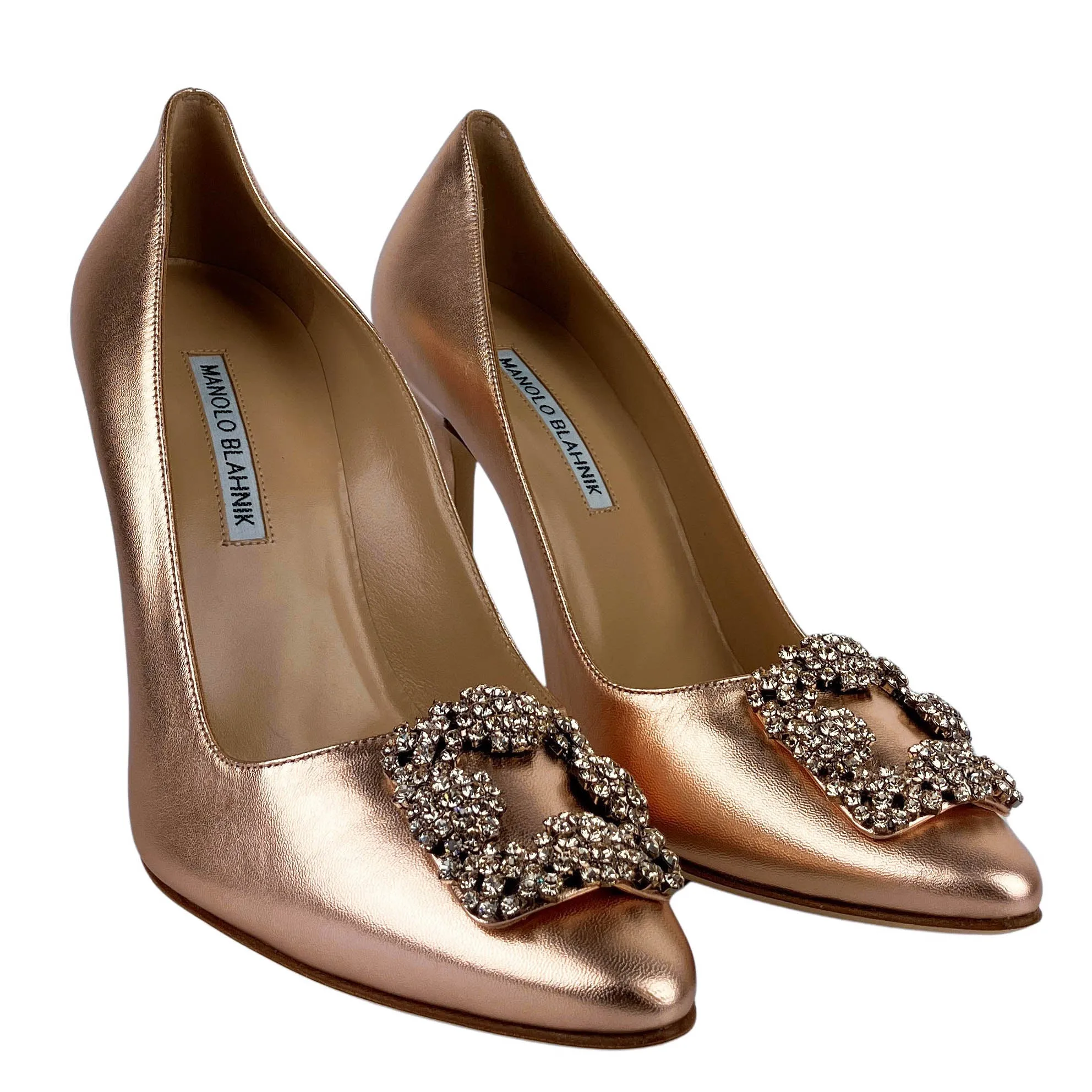 Manolo Blahnik Hangisi Heels in Copper