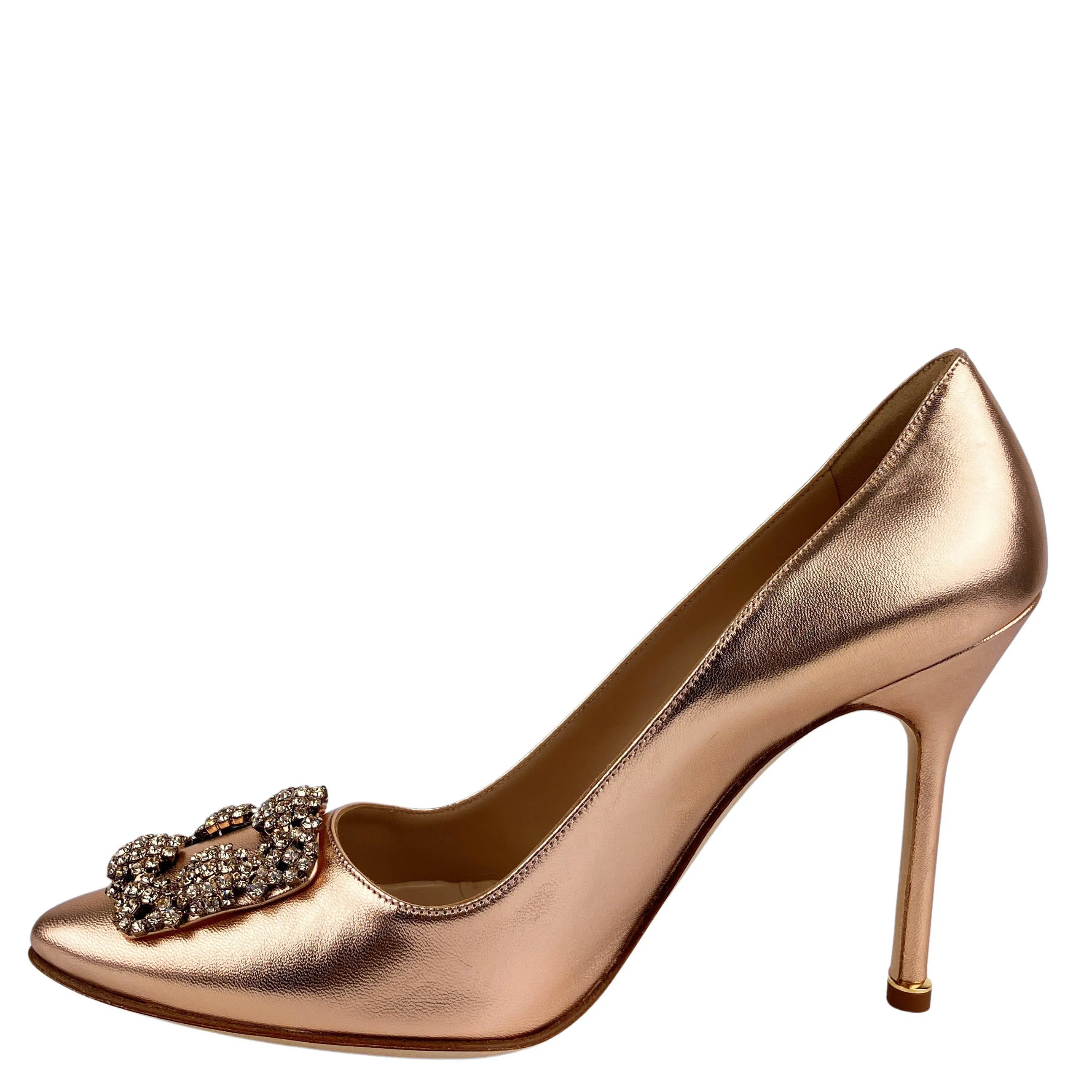 Manolo Blahnik Hangisi Heels in Copper