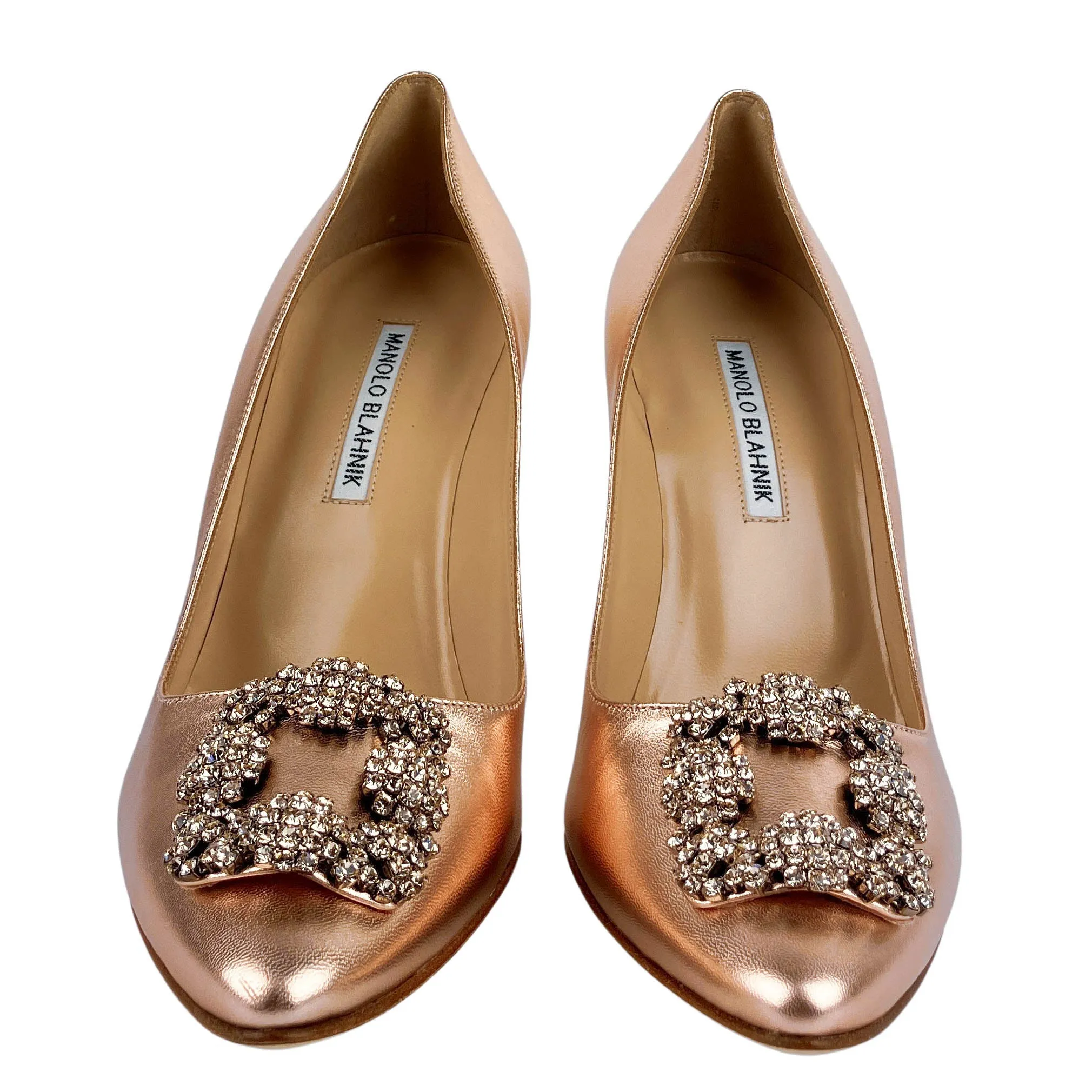 Manolo Blahnik Hangisi Heels in Copper