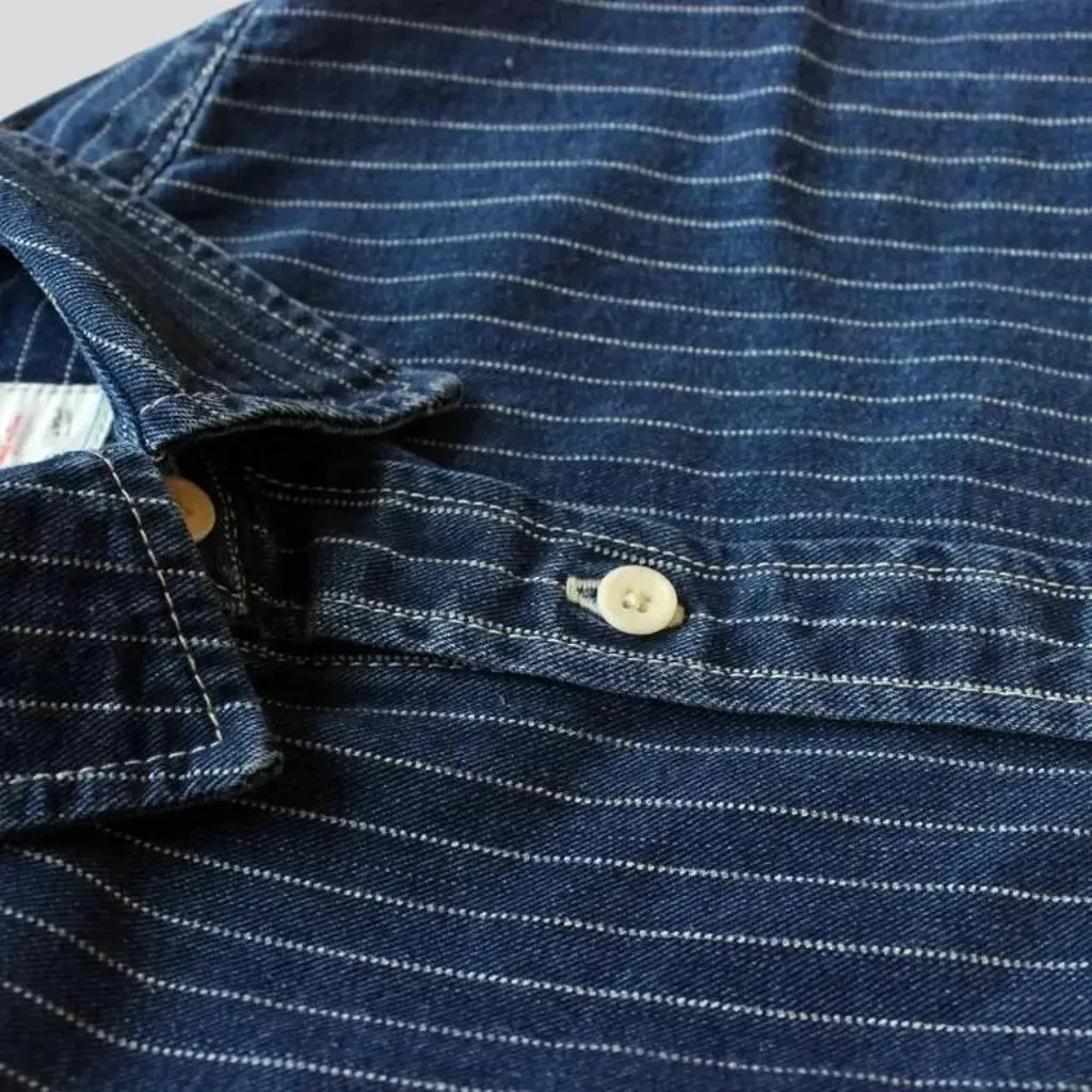 Medium-wash men's denim shirt