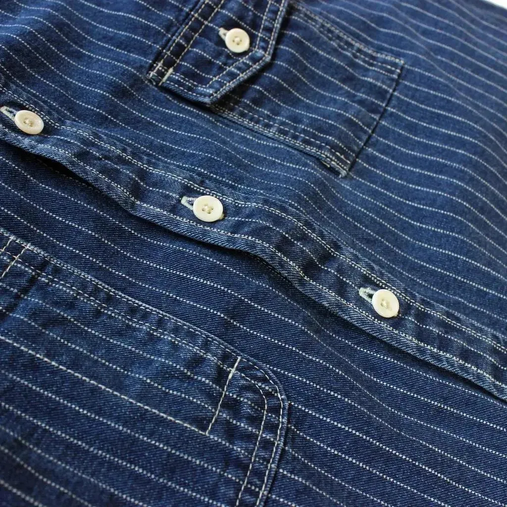 Medium-wash men's denim shirt