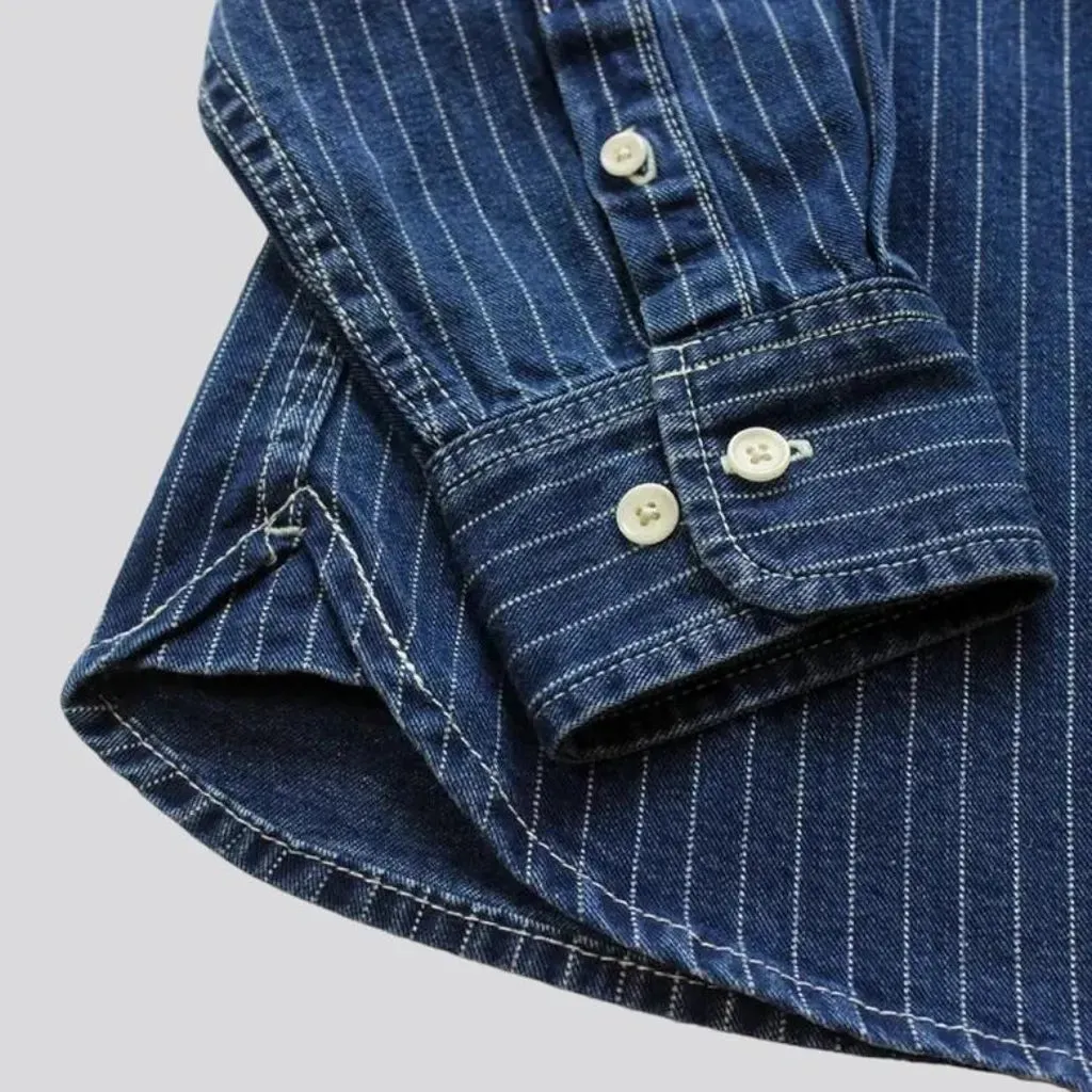 Medium-wash men's denim shirt