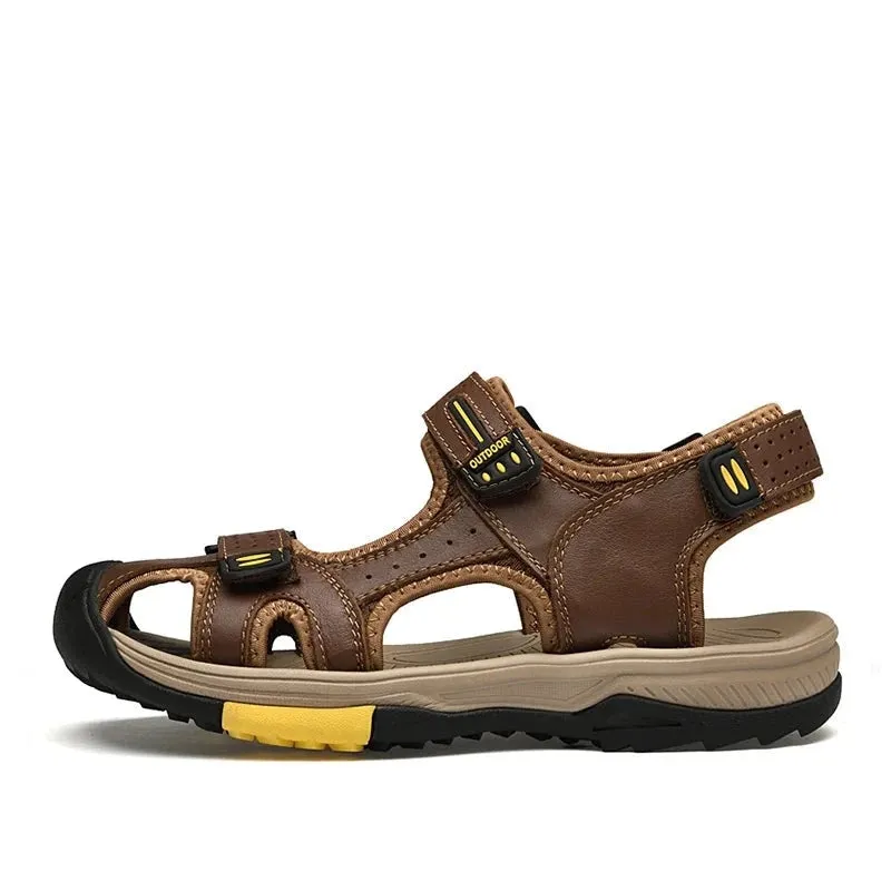 Men's Genuine Leather Sandals Brand Classic Sandal Summer Male Outdoor Casual Lightweight Sandal Fashion Sneakers Size 46